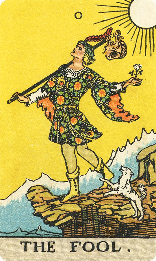 The Fool tarot card from a traditional public-domain deck