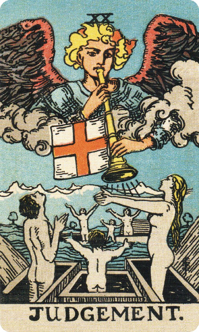 Judgement tarot card from a traditional public-domain deck