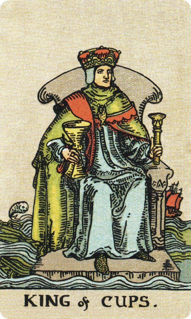 King of Cups tarot card from a traditional public-domain deck
