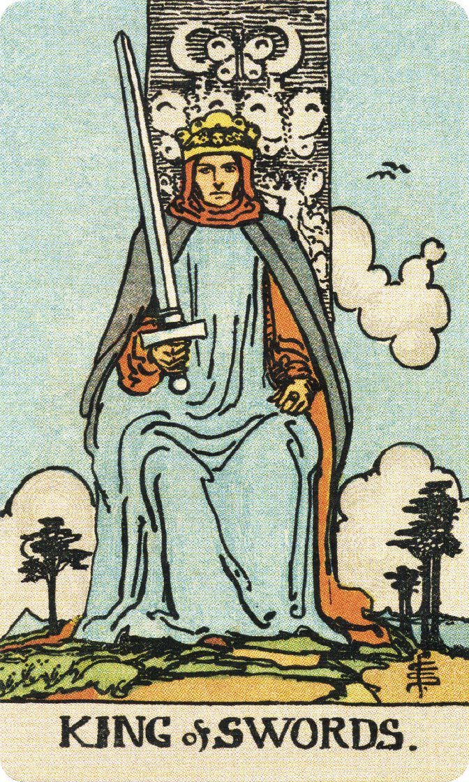 King of Swords tarot card from a traditional public-domain deck