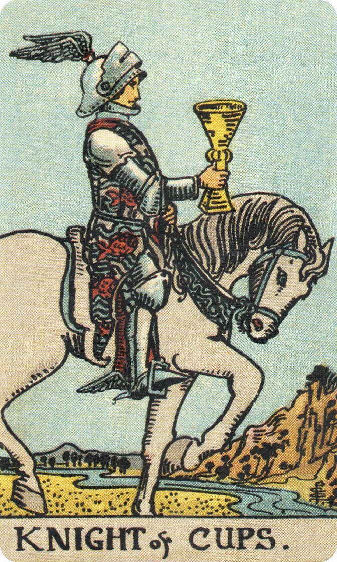 Knight of Cups tarot card from a traditional public-domain deck