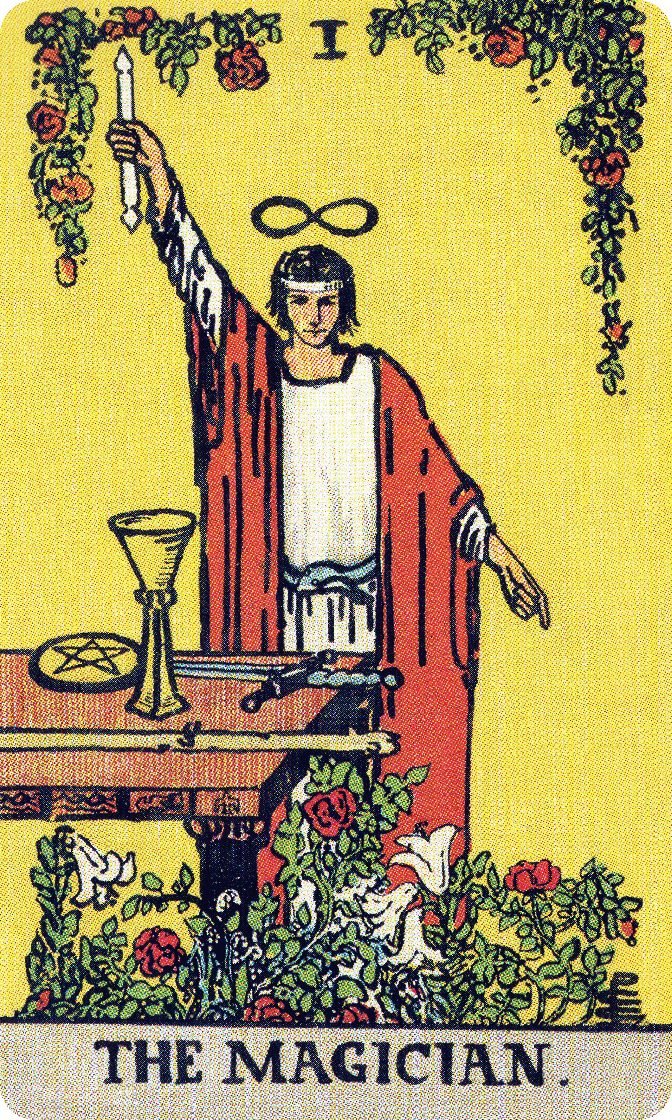 The Magician tarot card from a traditional public-domain deck