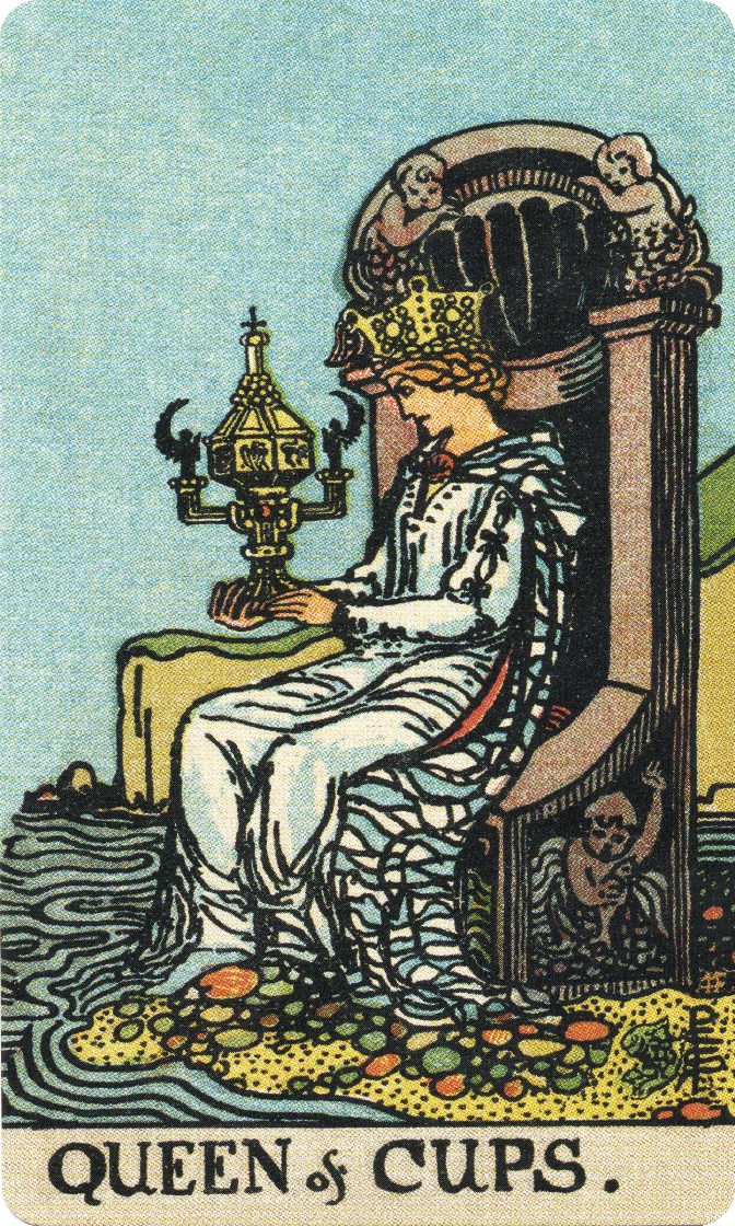 Queen of Cups tarot card from a traditional public-domain deck