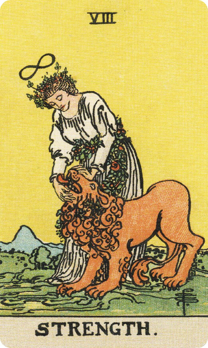 Strength tarot card from a traditional public-domain deck