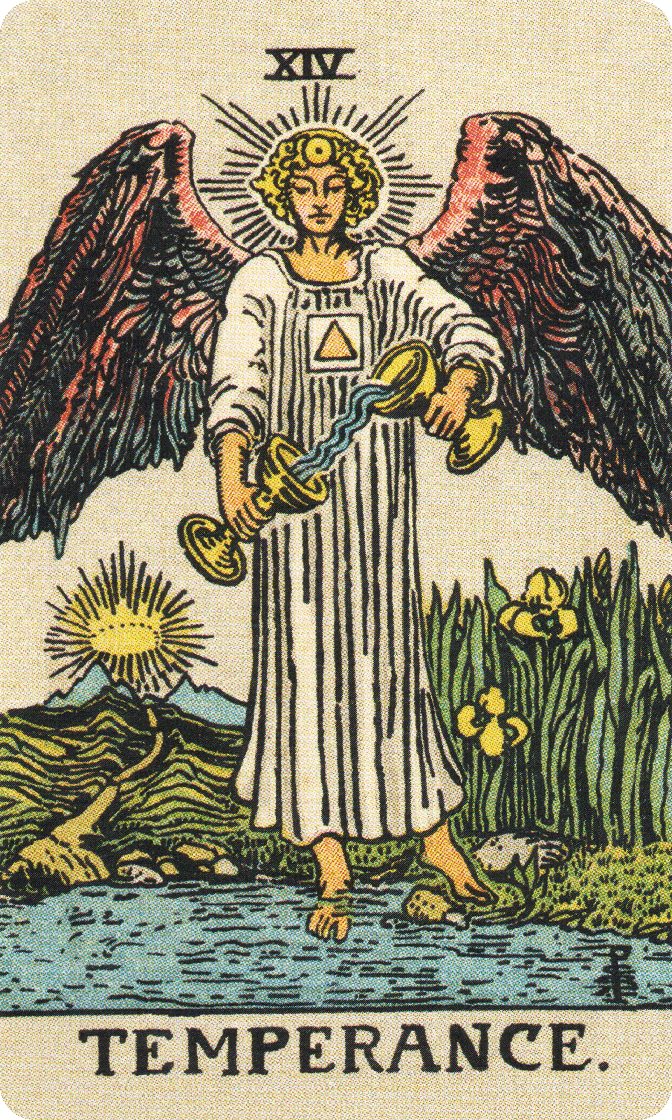 Temperance tarot card from a traditional public-domain deck